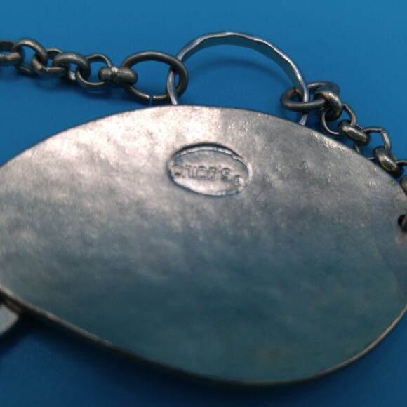 Chico's Necklace Belt Combo Matching Earrings, Hammered Silver Tone, Belt 43" - Picture 8 of 12